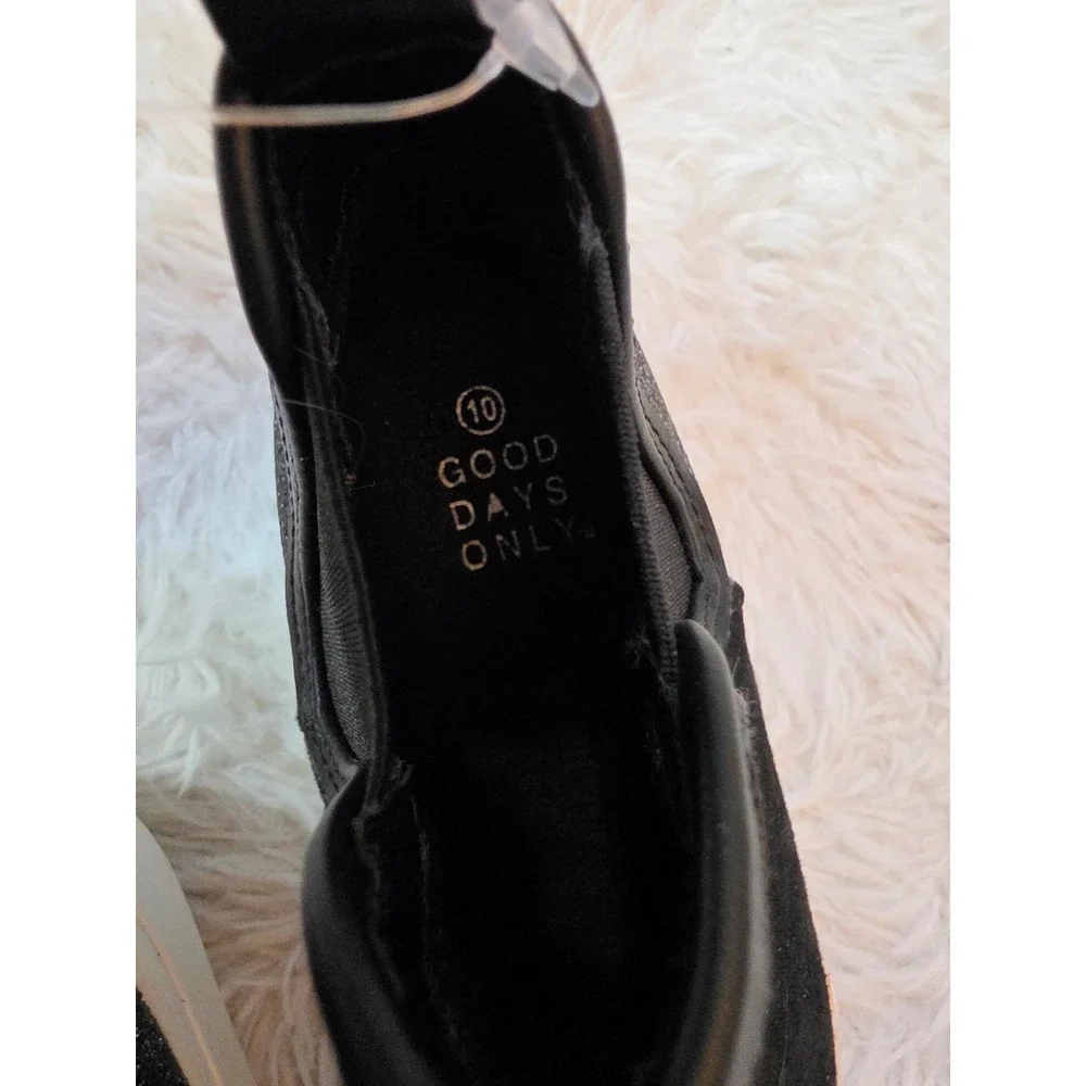 NWT Good Days Only Kids' Chelsea Sneaker Boots - Black Suede & Glitter - Size 10